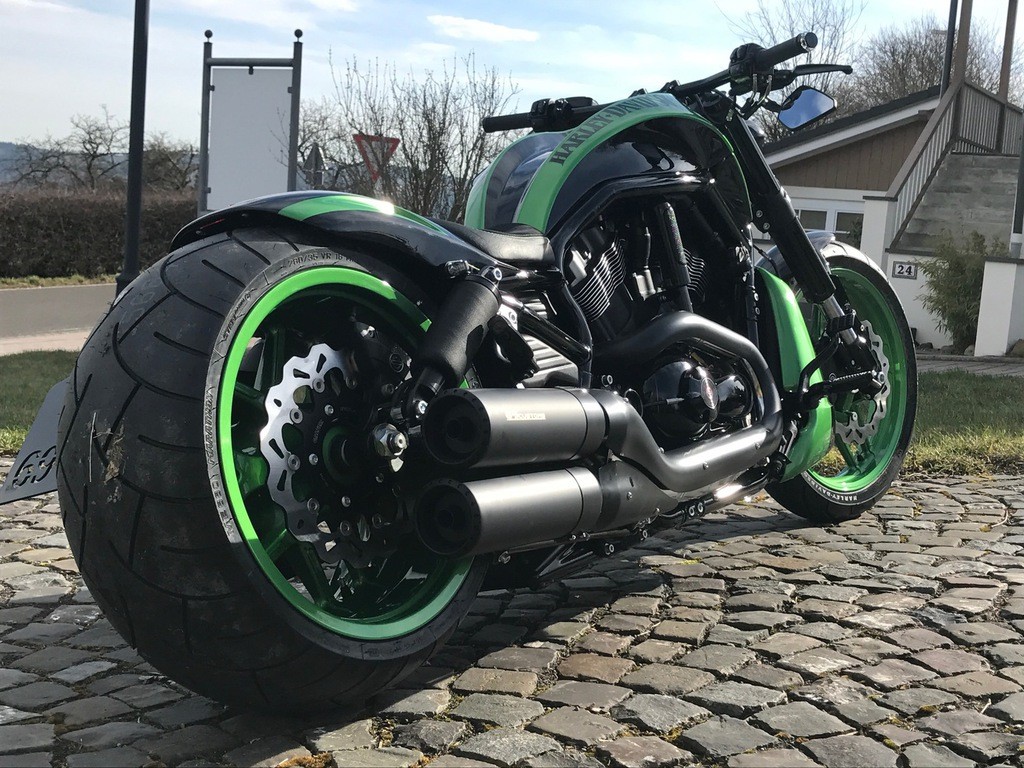 Harley Davidson V Rod ‘Green Hell’ by 69Customs