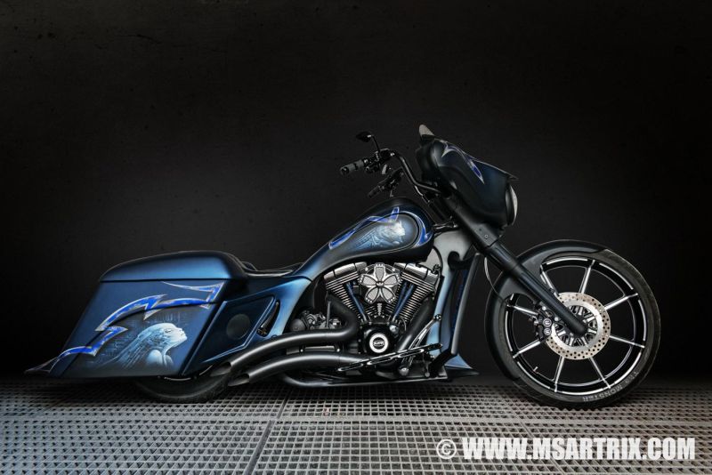 Harley Davidson Bagger Street Glide Blue Bat by MS Artrix