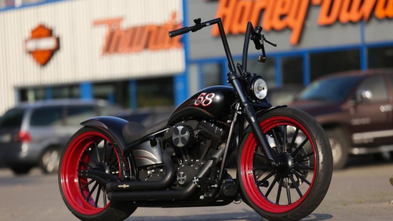 USA MADE JSR FAT 1.5 inch RAPTOR 1 1/2 HARLEY BREAKOUT APE HANGER HANDLEBAR 14 rise gloss black apehanger for Harley Breakout 2013-2019 