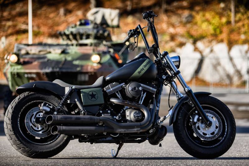 Harley Davidson Ape hanger Dyna ‘Armee funner’ by Bünderbike