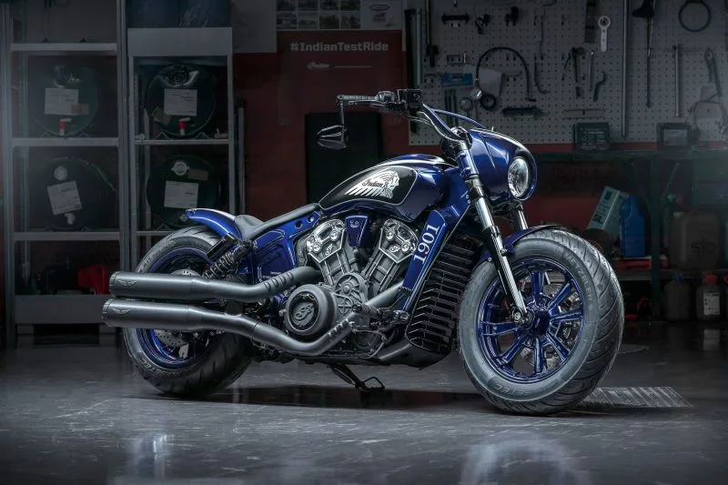 Indian Scout Bobber 'Custom Blue' by Hollister's MotorCycles